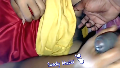 Handjob with a big dildo and a hairy pussy in the video