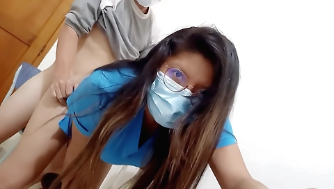 Hot brunette milf gets fucked in the office by male client