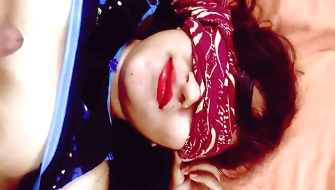 A good looking bitch gets a facial massage in her office