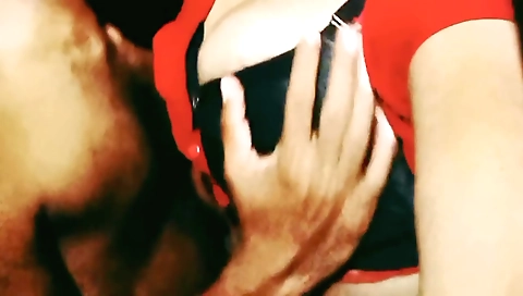 Beautiful big booty amateur brunette in sexy top and skirt