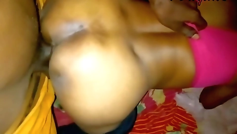 Indian amateur brunette gets her tits fucked on camera