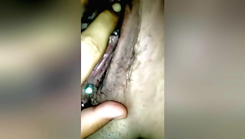 Indian hairy pussy masturbation with oil and water
