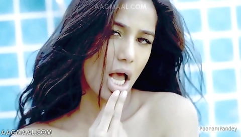 Poonam pandey showering outdoors while wearing lingerie
