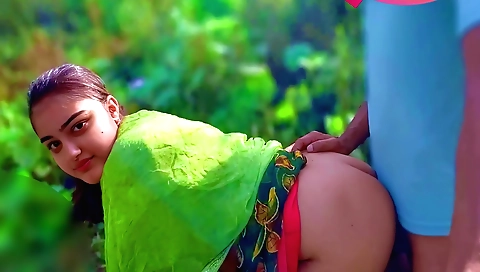 Indian brunette gets her pussy fucked by a big black cock