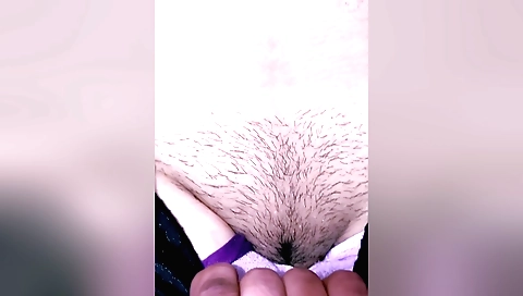 Girl with hairy pussy in swimsuit shows off in the bath