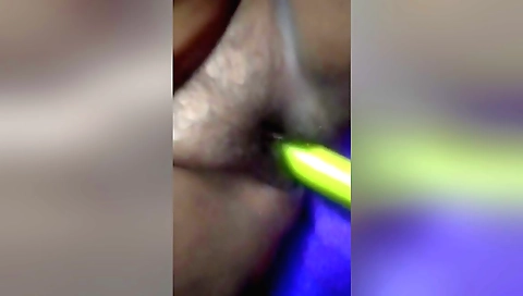 Horny girl gets her hairy cunt penetrated by dildo