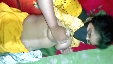 Indian brunette fucks her breasts with her dick and then