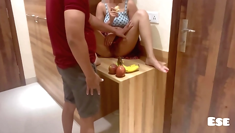 Sweet girl sells a lot of fruit and then gets fucked