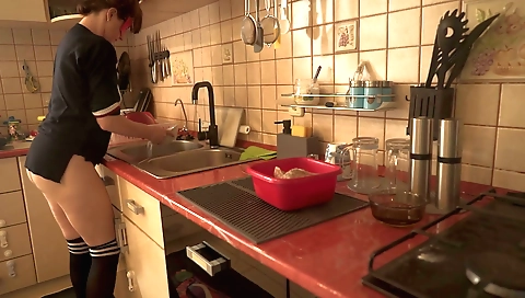 horny sexy girl with large boobs and a nice round ass