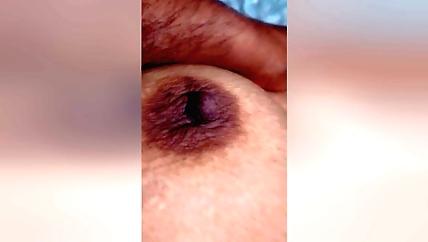 Indian girl with nice tits is touching her boyfriend's body