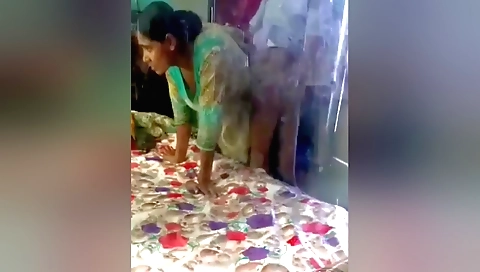 Hot brunette gets rammed from behind by cpl in webcam video