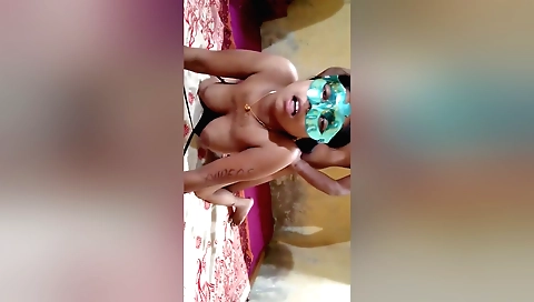 Busty brunette milf is giving a great blowjob to a horny guy