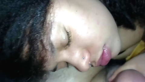Indian big titty girl deepthroats and sucks her man