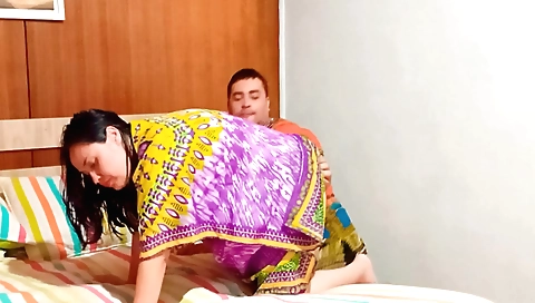 Indian brunette with big ass getting fucked in her room