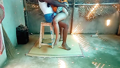 Indian stepsister village cleaning home and sharing hot video