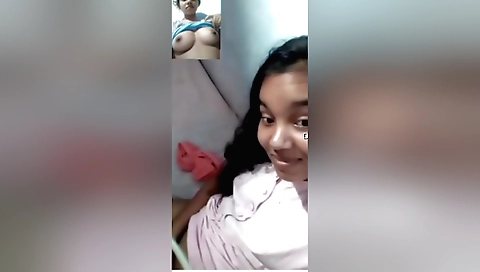 Amateur brunette shows her natural tits and pussy to the web cam