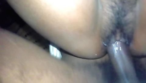 Amorous hairy babe shows her hairy pussy to the camera