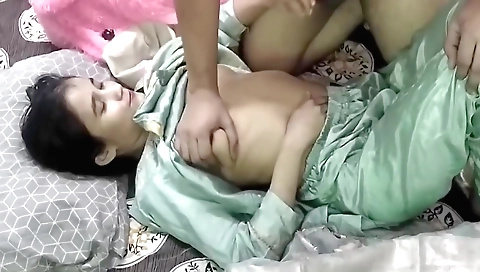 Cute brunette girl with small tits and a nice face