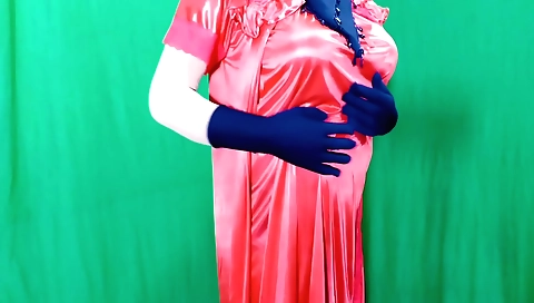 Indian solo female takes off night dress in a solo video