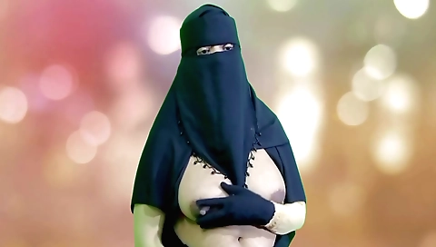 Indian girl in red dress masturbates and fondles her boobs