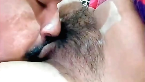 Indian girl with a hairy vagina sucks her man in webcam