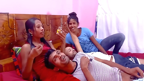 Two Tinder Guys Fucked Hard By Two Sluts Foursome Sex