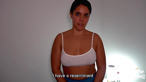 Petite brunette massage therapist shares a massage