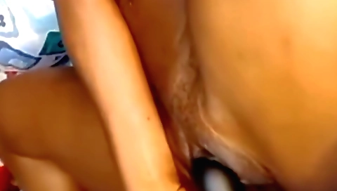 Hot solo female masturbates with dildo and orgasms