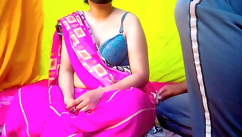 Indian brunette milf fucks her stepson's big asshole