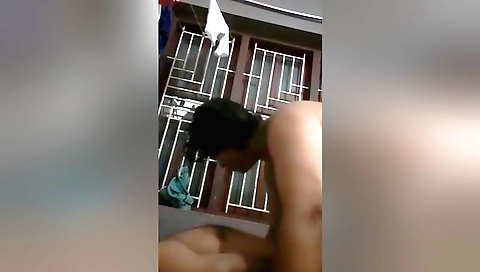 Hot brunette wife shows off her hairy pussy and hands job