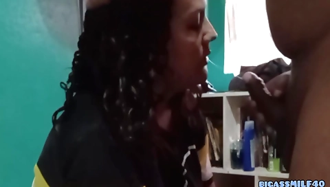 Indian brunette fucks her husband's stepson at home