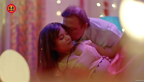 Brunette girl with large tits on a couch and has her ass pressed