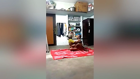 Indian granny with a sexy face getting fucked on her knees