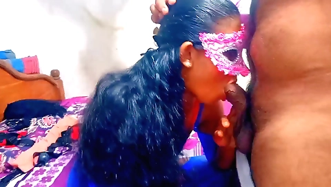 Indian girl sucks and rides a dick and gets to fuck in the face