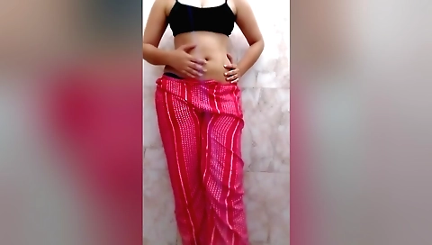 Sexy and horny teen girl in a desi step sister bikini in the shower