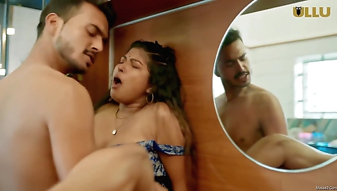 Brunette with big boobs enjoys fun with her boyfriend at the party